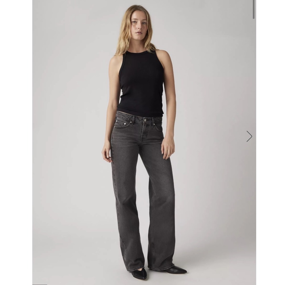 Levis Low Loose Straight Leg Jeans Faded Black Y2K Denim W24 L30 Style A55660000